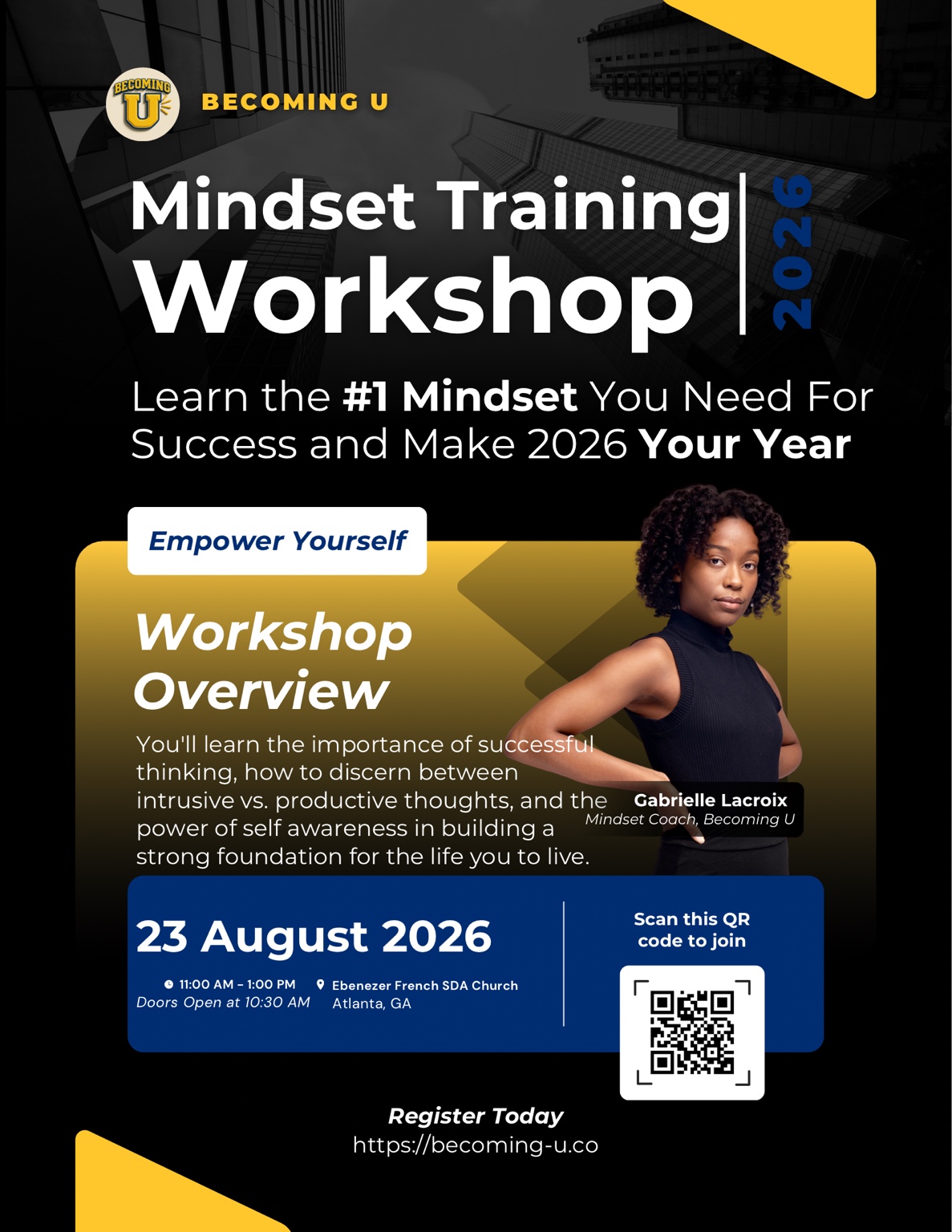 Becoming U Mindset Training Workshop flyer
